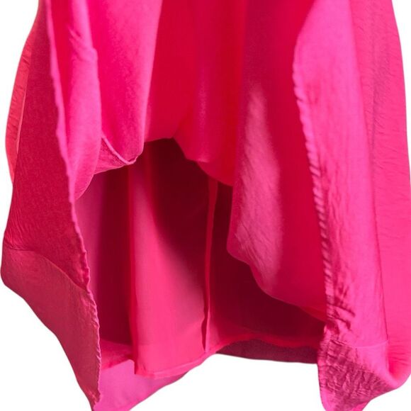 Hot Pink Mini Dress Pocket Washed Satin Cutout Skirt Bandeau | Davi & Dani - Picture 15 of 16